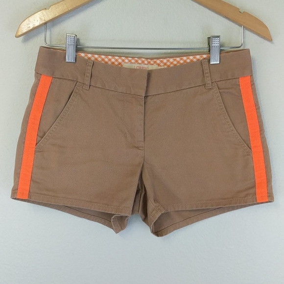 J. Crew Pants - [J. Crew] Tan Neon Orange Stripe Broken In Chino